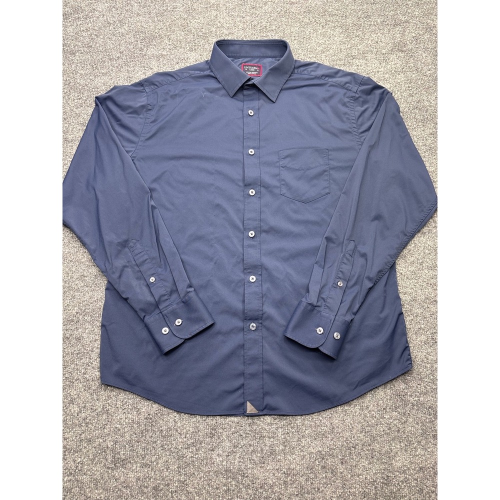 UNTUCKit Gironde Navy Performance Stretch Button Down Shirt Mens Large Regular